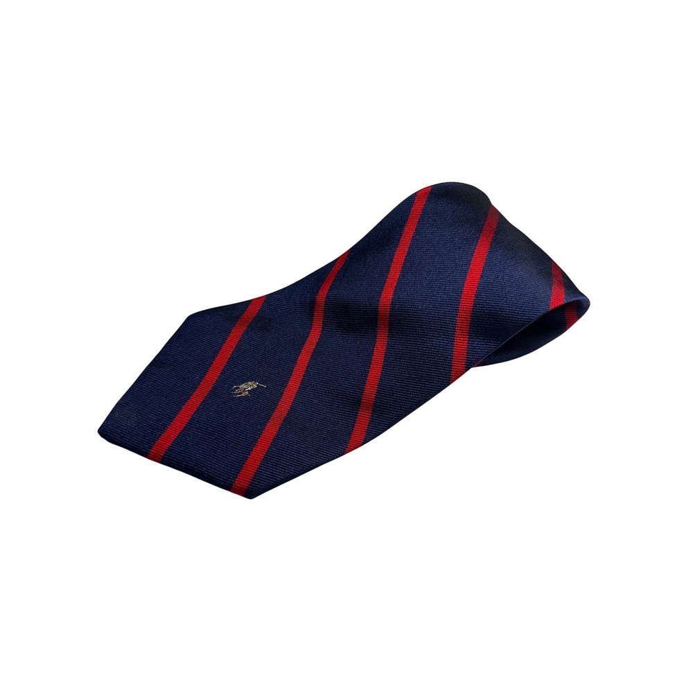 Polo Ralph Lauren Necktie Mens OS Navy Red Excellent 90s Vintage Silk Striped